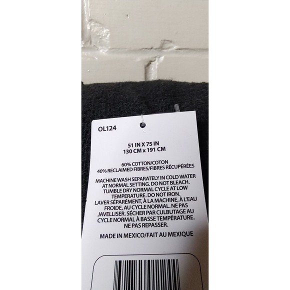 Yoga Blanket Mexican Throw Vintage Style Yellow White Black Stripes 51" x 75" - Picture 4 of 7